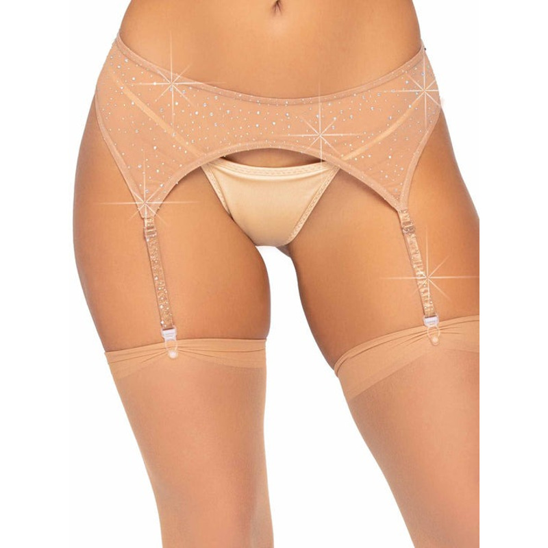 Пояс для чулок со стразами Leg Avenue Roxy бежевый, One Size Пояс для чулок со стразами Leg Avenue Roxy бежевый, One Size