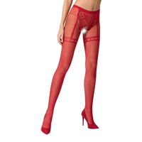 Колготки-бодістокінги Passion S012 One Size, Red, імітація панчіх, пояса та мереживних трусиків Колготки-бодістокінги Passion S012 One Size, Red, імітація панчіх, пояса та мереживних трусиків