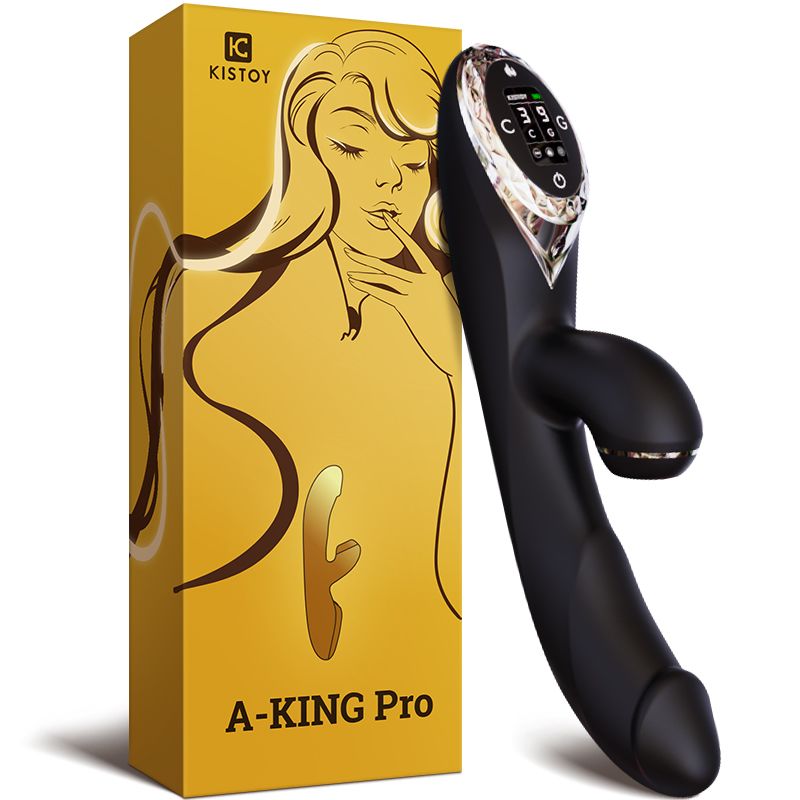 Вакуумный вибратор-кролик с подогревом KISTOY A-King Pro Black, с LED-экраном