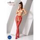 Сетчатые колготки-бодистокинги Passion S019 One Size, Red, имитация трусиков, открытый доступ