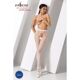 Сетчатые колготки-бодистокинги Passion S019 One Size, White, имитация трусиков, открытый доступ