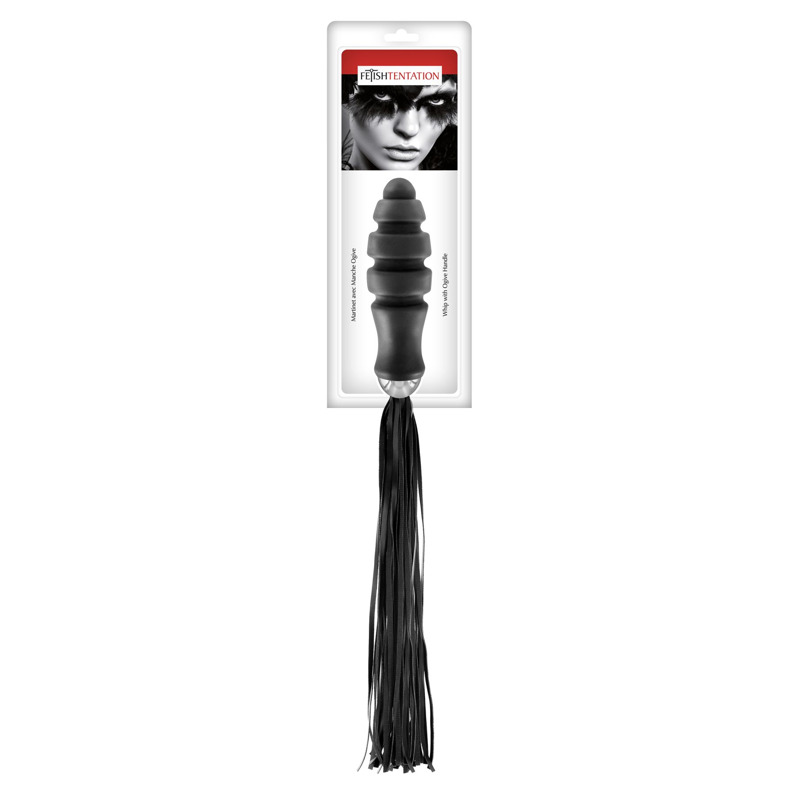 Флоггер с ручкой для проникновения Fetish Tentation Whip with Ogive Handle