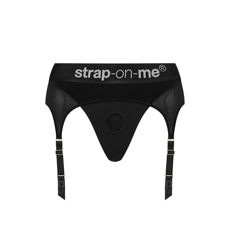 Трусы для страпона с подвязками для чулок Strap-On-Me REBEL HARNESS - XL