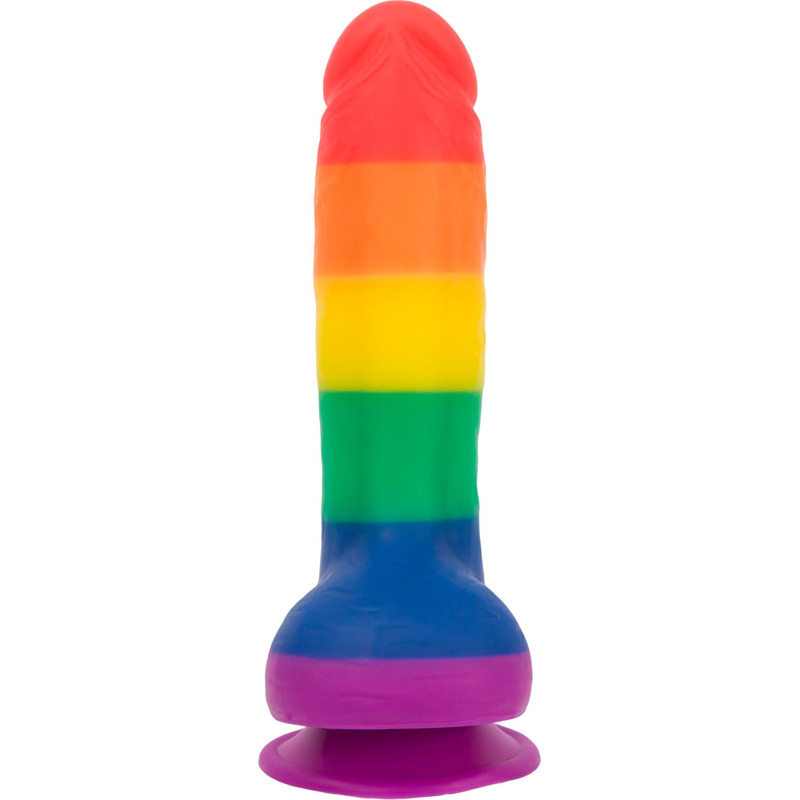 Радужный фаллоимитатор ADDICTION - JUSTIN - 8" - RAINBOW, 20,3 см, силикон