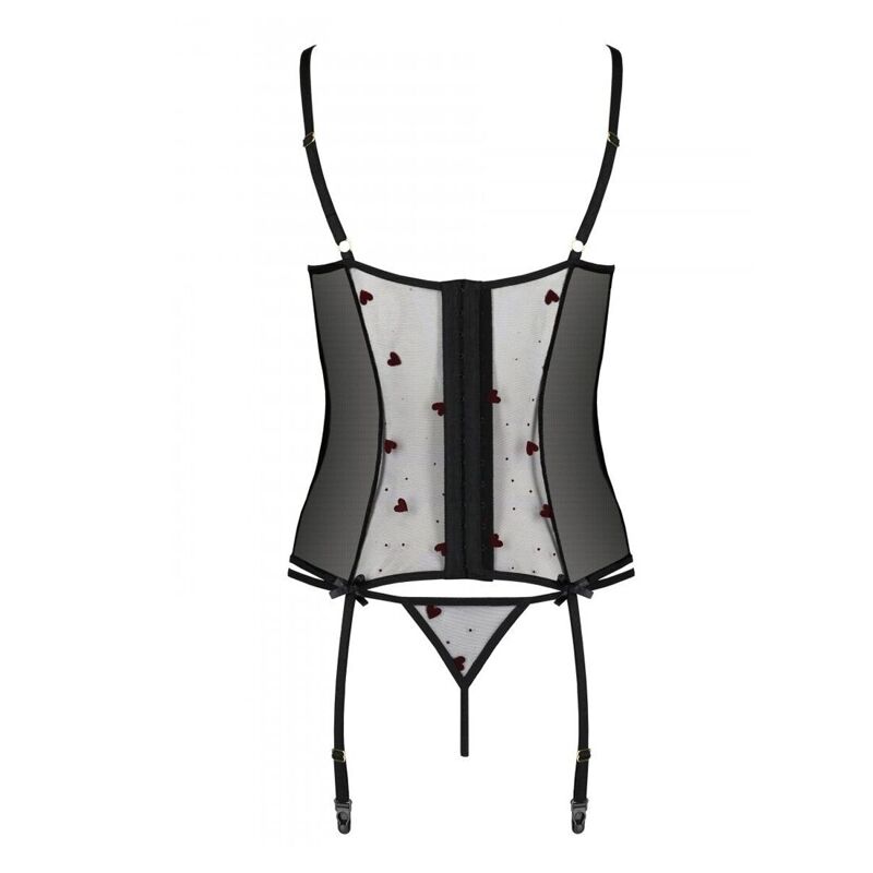 Корсет с подвязками, стринги Passion LOVELIA CORSET XXL/XXXL, black