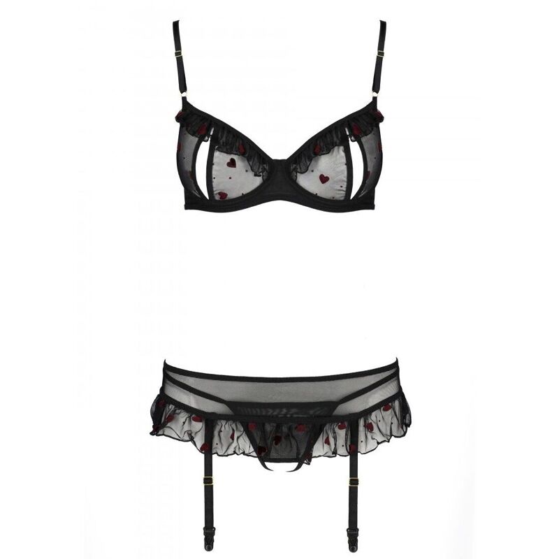 Сексуальный комплект с поясом для чулок Passion LOVELIA SET L/XL, black