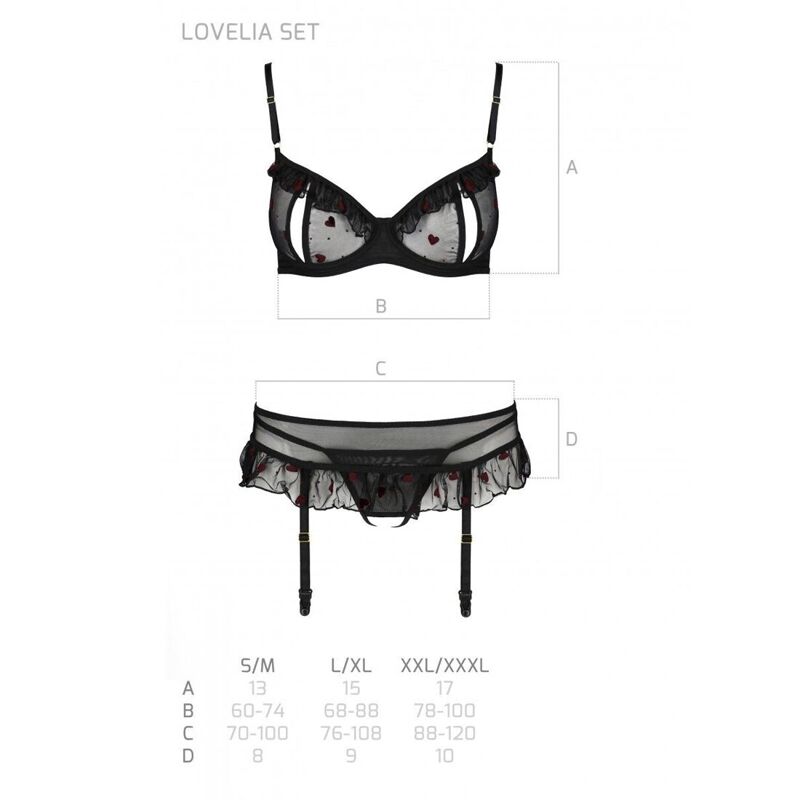 Сексуальный комплект с поясом для чулок Passion LOVELIA SET L/XL, black