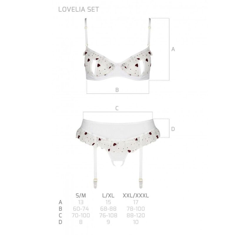 Сексуальный комплект с поясом для чулок Passion LOVELIA SET XXL/XXXL, white