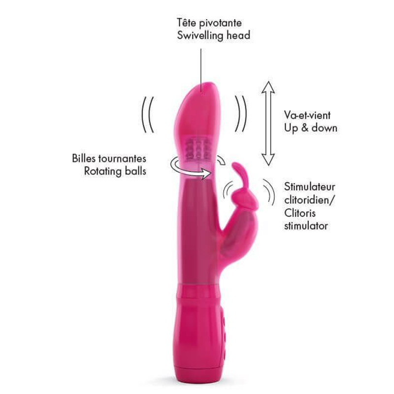 Вибратор Dorcel Furious Rabbit с вращением и  возвратно-поступательными движениями головки, вибрация