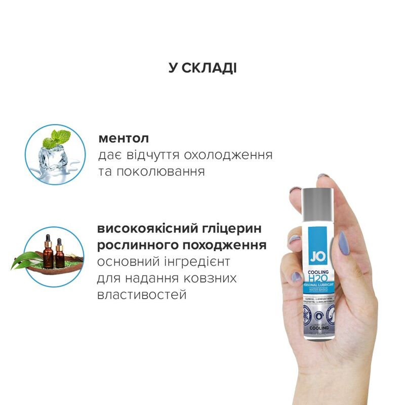 Охлаждающая смазка на водной основе JO H2O COOLING (60 мл) с ментолом, растительный глицерин