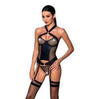 Сетчатый комплект корсет с халтером, съемные подвязки и трусики Passion AMANDA CORSET L/XL, black Сетчатый комплект корсет с халтером, съемные подвязки и трусики Passion AMANDA CORSET L/XL, black