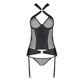 Сетчатый комплект корсет с халтером, съемные подвязки и трусики Passion AMANDA CORSET L/XL, black