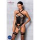 Сетчатый комплект корсет с халтером, съемные подвязки и трусики Passion AMANDA CORSET S/M, black