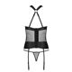 Сетчатый комплект корсет с халтером, съемные подвязки и трусики Passion AMANDA CORSET 2XL/3XL black