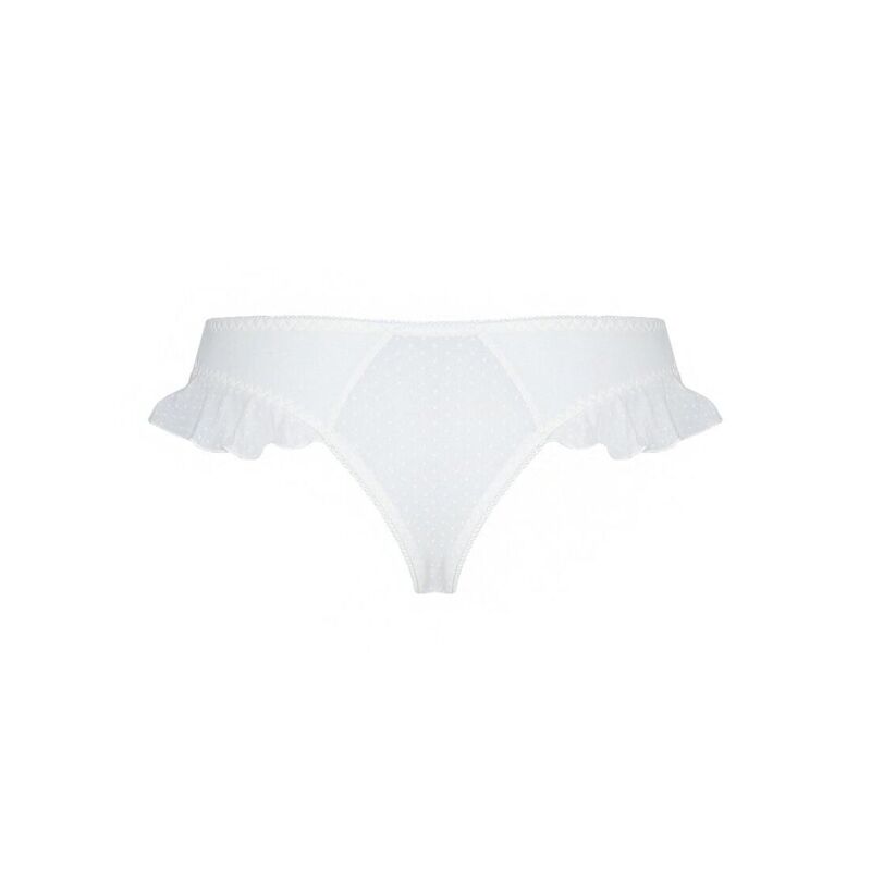 Трусики в горошек, с рюшами и шнуровкой Passion FATIN THONG L/XL, white