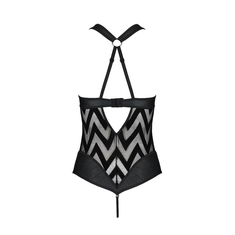 Сетчатый боди с халтером и ритмичным рисунком Passion Hima Body S/M, black