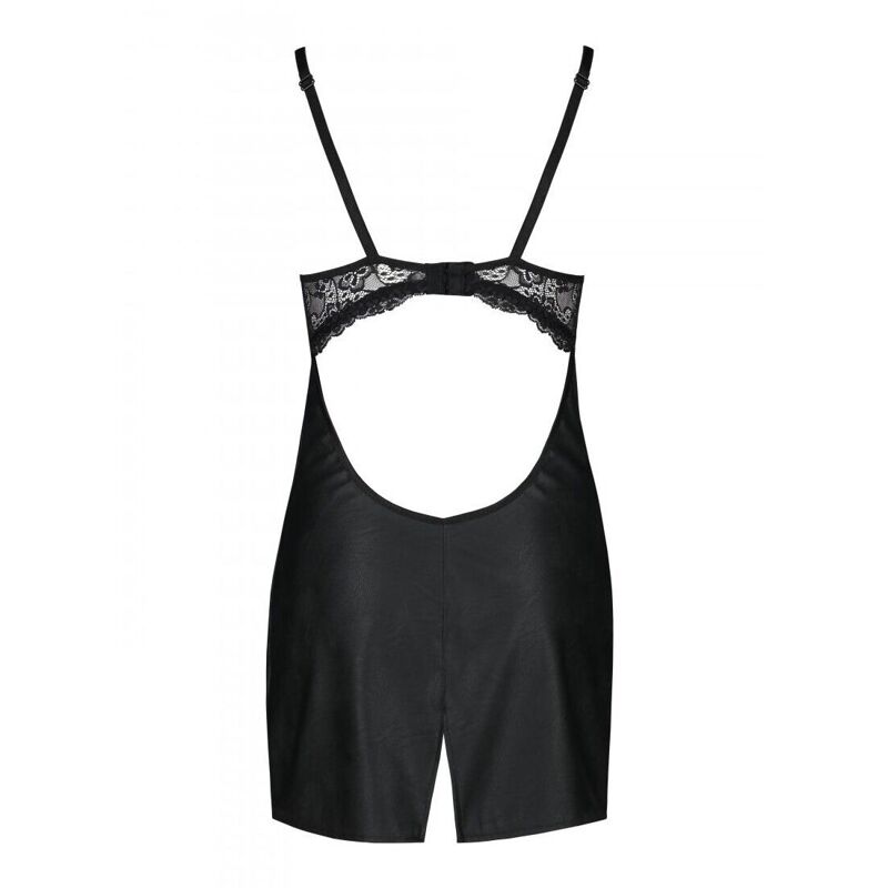 Бэби-долл из эко-кожи и кружева Passion LOONA CHEMISE S/M, black