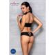 Комплект из эко-кожи Passion NANACY BIKINI L/XL, black, бра и трусики с имитацией шнуровки