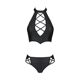 Комплект из эко-кожи Passion NANACY BIKINI XXL/XXXL, black, бра и трусики с имитацией шнуровки