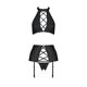 Комплект из эко-кожи с имитацией шнуровки Passion NANCY SET S/M black, топ, трусики, пояс для чулок
