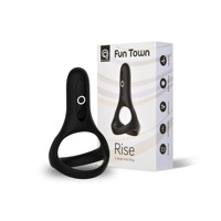 Двойное эрекционное кольцо Fun Town Rise Black, управление со смартфона