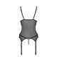 Корсет с подвязками и ажурным лифом Passion CHRISTA CORSET L/XL, black, стринги в комплекте
