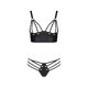 Комплект из эко-кожи с люверсами и ремешками Passion MALWIA BIKINI L/XL, black, бра и трусики
