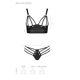 Комплект из эко-кожи с люверсами и ремешками Passion MALWIA BIKINI S/M, black, бра и трусики