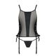 Сетчатый корсет с люверсами и съемными пажами Passion MALWIA CORSET S/M, black, эко-кожа, стринги