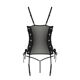 Сетчатый корсет с люверсами и съемными пажами Passion MALWIA CORSET S/M, black, эко-кожа, стринги