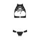 Комплект, открытый топ и трусики из эко-кожи с люверсами Passion MALWIA SET with Open Bra L/XL black