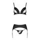 Комплект из эко-кожи Passion MILEY SET XXL/XXXL, black, трусики, бюстгальтер, пояс для чулок
