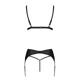 Комплект из эко-кожи Passion MILEY SET XXL/XXXL, black, трусики, бюстгальтер, пояс для чулок