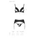 Комплект из эко-кожи Passion MILEY SET XXL/XXXL, black, трусики, бюстгальтер, пояс для чулок