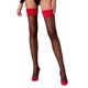 Чулки Passion ST120 3/4 black-red, на ажурной силиконовой резинке, изысканный декор и люрекс