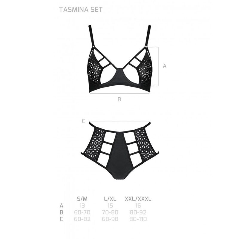 Распродажа!!! Комплект из эко-кожи Passion Tamaris Set black XXL/XXXL, бюстгальтер и трусики