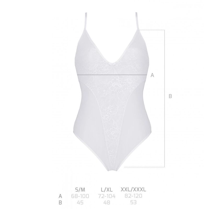 Боди с ажурным декором и открытым шагом Passion URSULA BODY L/XL, white