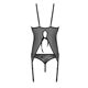 Корсет с пажами, трусики с ажурным декором и открытым шагом Passion URSULA CORSET XXL/XXXL, black