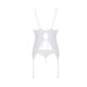 Корсет с пажами, трусики с ажурным декором и открытым шагом Passion URSULA CORSET L/XL, white