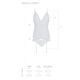 Корсет с пажами, трусики с ажурным декором и открытым шагом Passion URSULA CORSET S/M, white