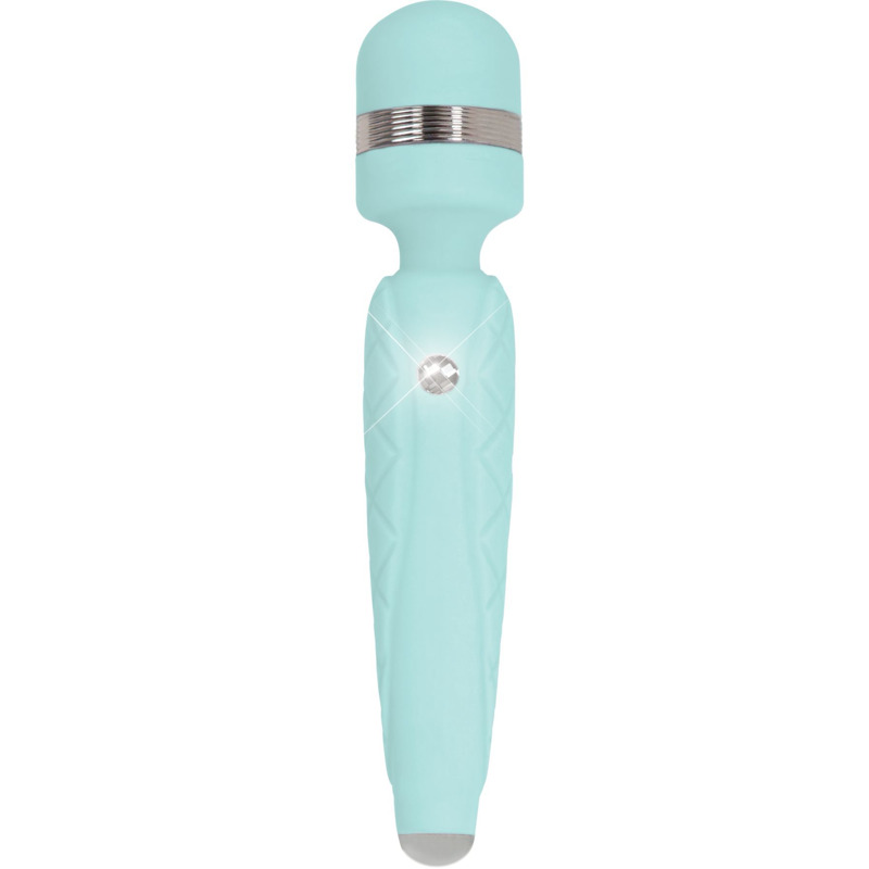 Роскошный вибромассажер PILLOW TALK - Cheeky Teal с кристаллом Swarovsky, плавное повышение мощности