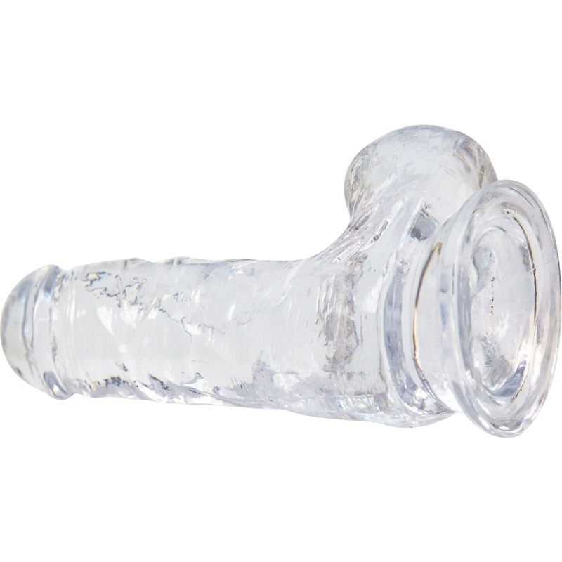 Прозрачный фаллоимитатор на присоске ADDICTION — Clear Dildo with Balls 6″, вибропуля в подарок