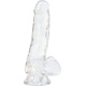 Прозрачный фаллоимитатор на присоске ADDICTION — Clear Dildo with Balls 7″, вибропуля в подарок