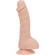 Изогнутый фаллоимитатор на присоске ADDICTION — BRAD 7,5″ Dildo With Balls, Beige
