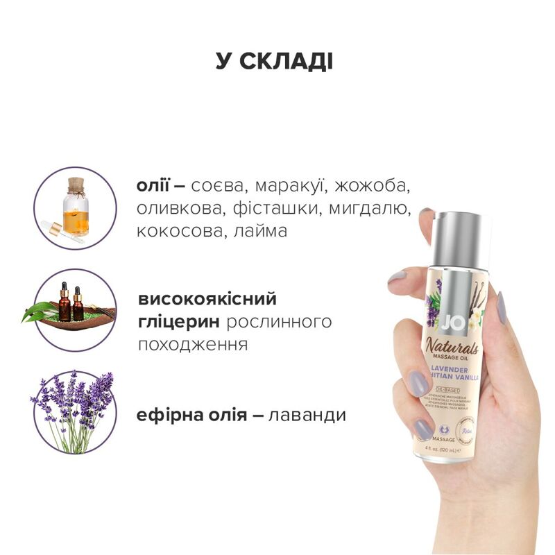 Массажное масло System JO - Naturals Massage Oil - Lavender & Vanilla (120 мл)