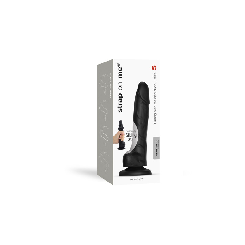 Реалистичный фаллоимитатор Strap-On-Me Sliding Skin Realistic Dildo Black S, эффект подвижной кожи