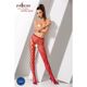 Эротические колготки-бодистокинг Passion S008 red, ажурные колготки с вырезом и лампасами-сеткой