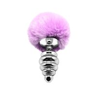 Металлическая анальная пробка Кроличий хвостик Alive Fluffy Twist Plug L Purple, диаметр 3,8 см Металлическая анальная пробка Кроличий хвостик Alive Fluffy Twist Plug L Purple, диаметр 3,8 см