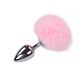 Металлическая анальная пробка Кроличий хвостик Alive Fluffy Plug L Pink, диаметр 3,9 см