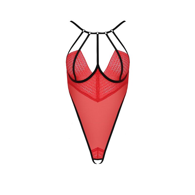 Боди с высоким вырезом бедра Passion Exclusive AKITA BODY L/XL, red